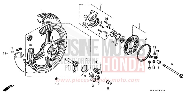 HINTERRAD von CB1300 Super Bold'or ABS GRANITE BLUE METALLIC-U (PB184) von 1988